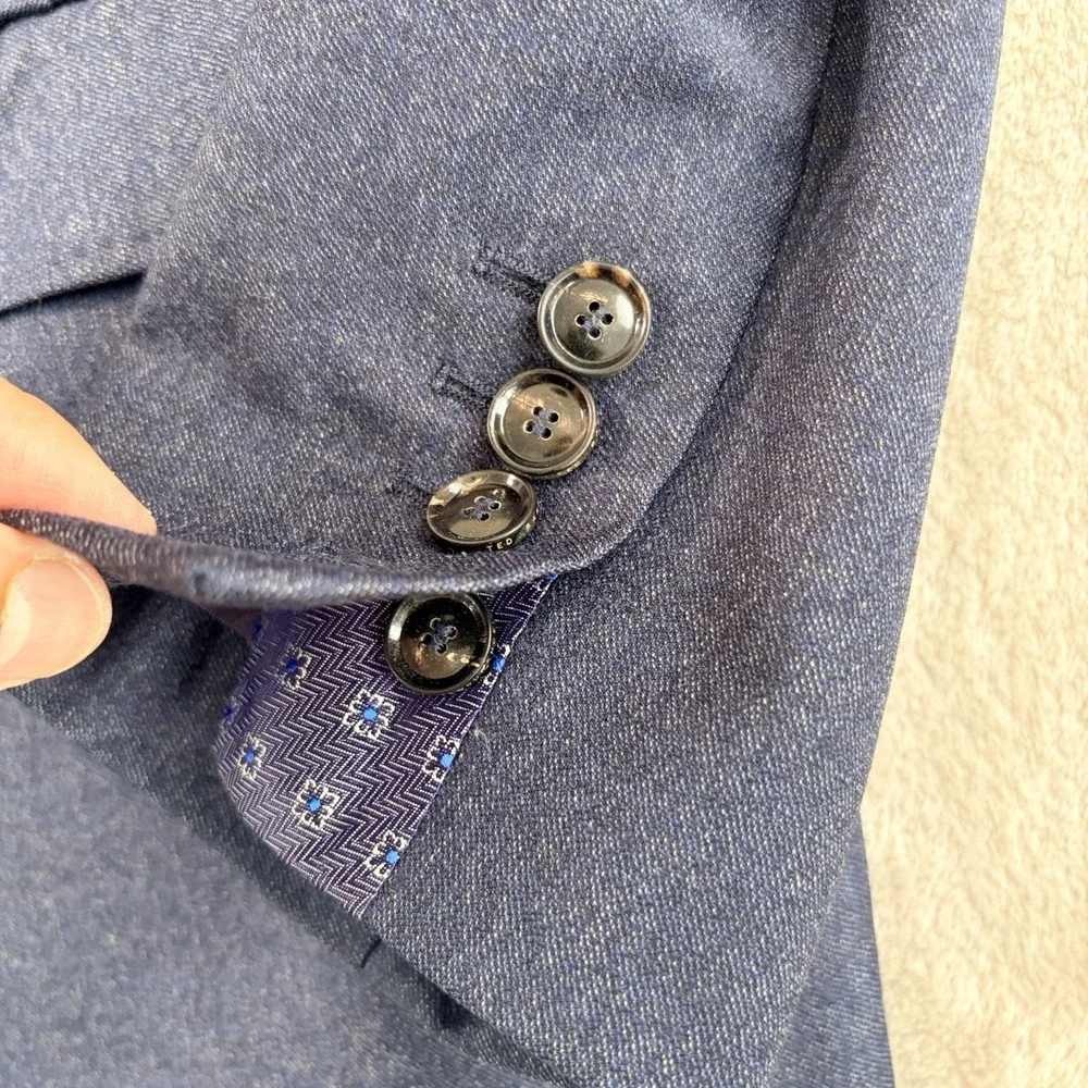 Ted Baker London Endurance Sport Coat Blazer in Blue Wool Men 42R Surgeons Cuffs